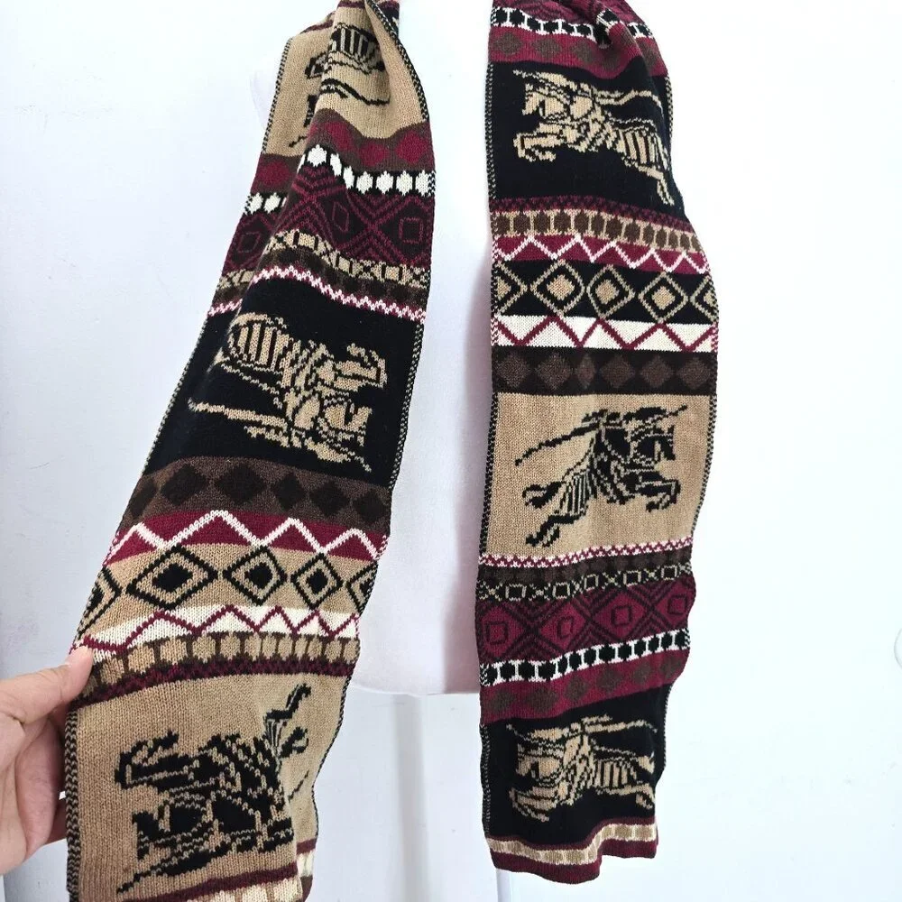 RARE Burbery Knight Gallant Logo Lambswool Scarf Made in England